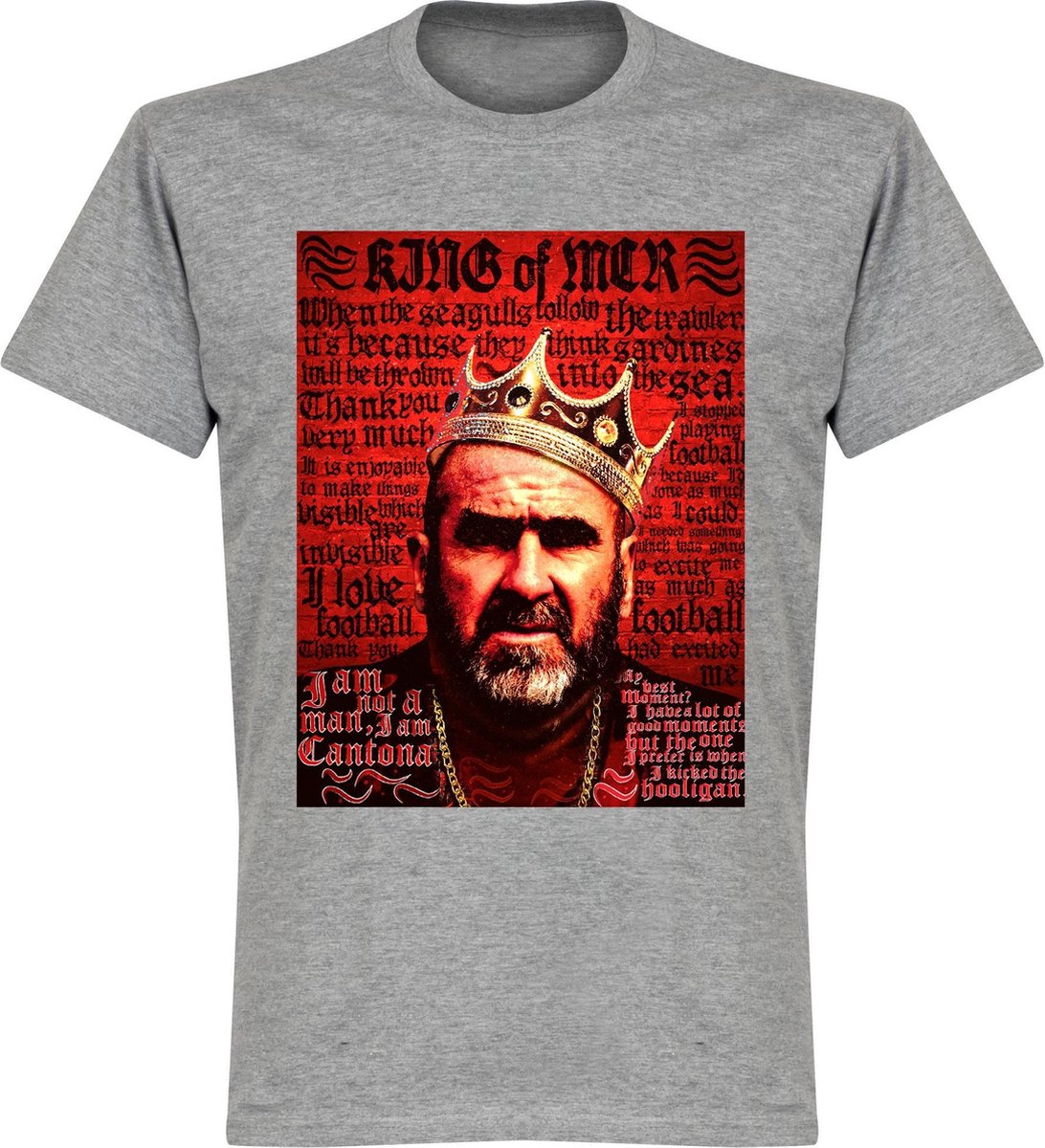 1092x1200-2 King Cantona Old Skool T-Shirt - Grijs - S - Afbeelding 1