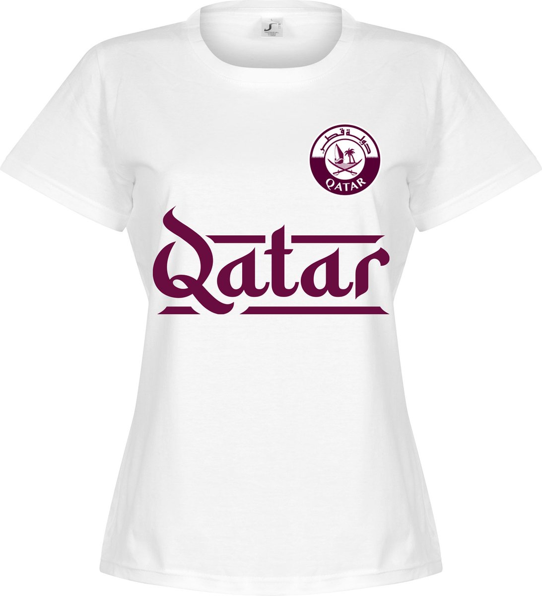 1092x1200-64 Qatar Team T-Shirt - Wit - Dames - XXL - Afbeelding 1