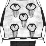 American Football Quarterback Trainingsnet - Doel- en Werpnet - 5 Doelvakken - 208 x 91 x 189 cm - Knooploos Net - Met Draagtas - Inclusief Spanbanden - Zwart