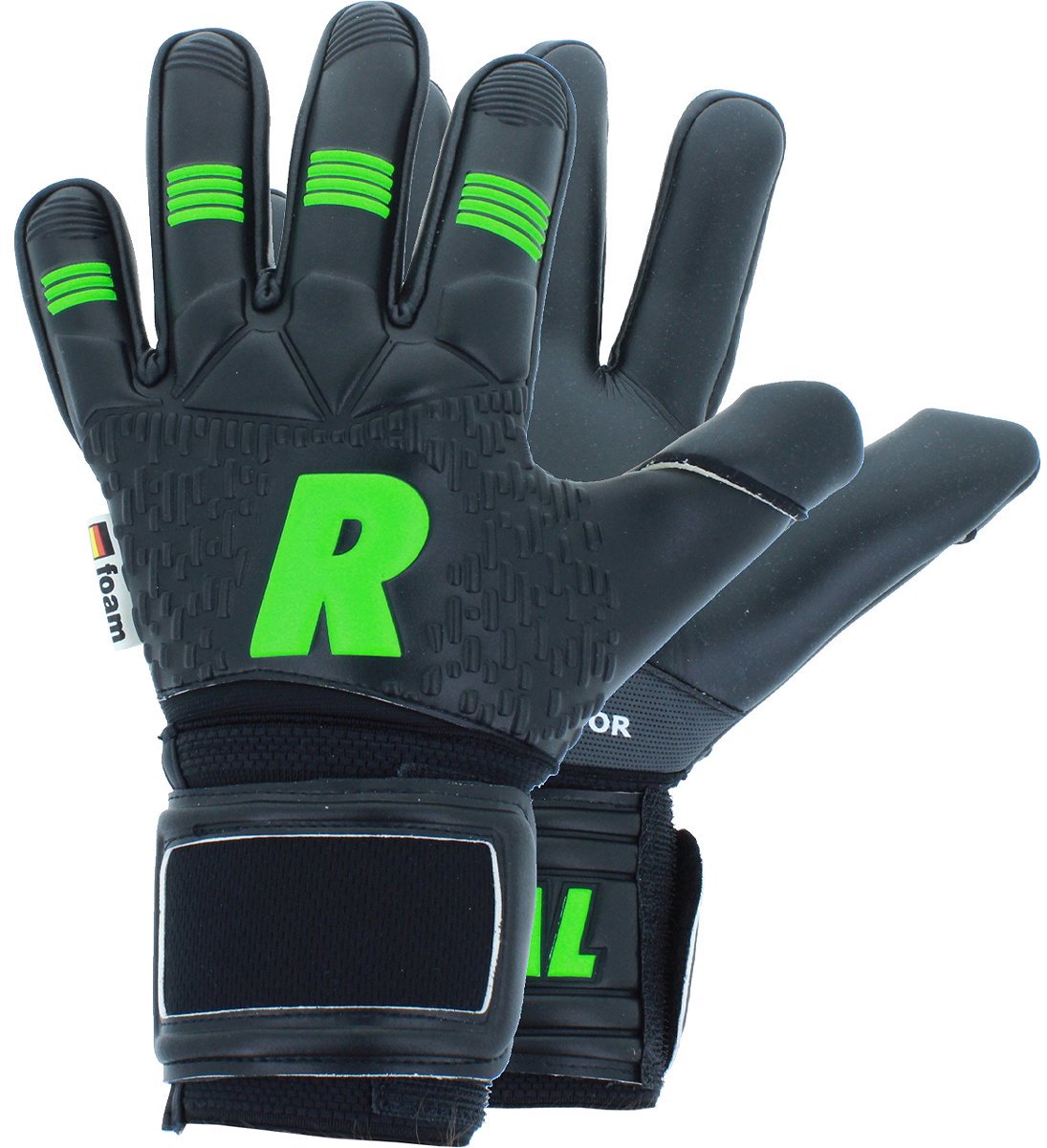 1095x1200-3 Real Duo Keepershandschoenen - Zwart / Fluo Groen | Maat: 11 - Afbeelding 1