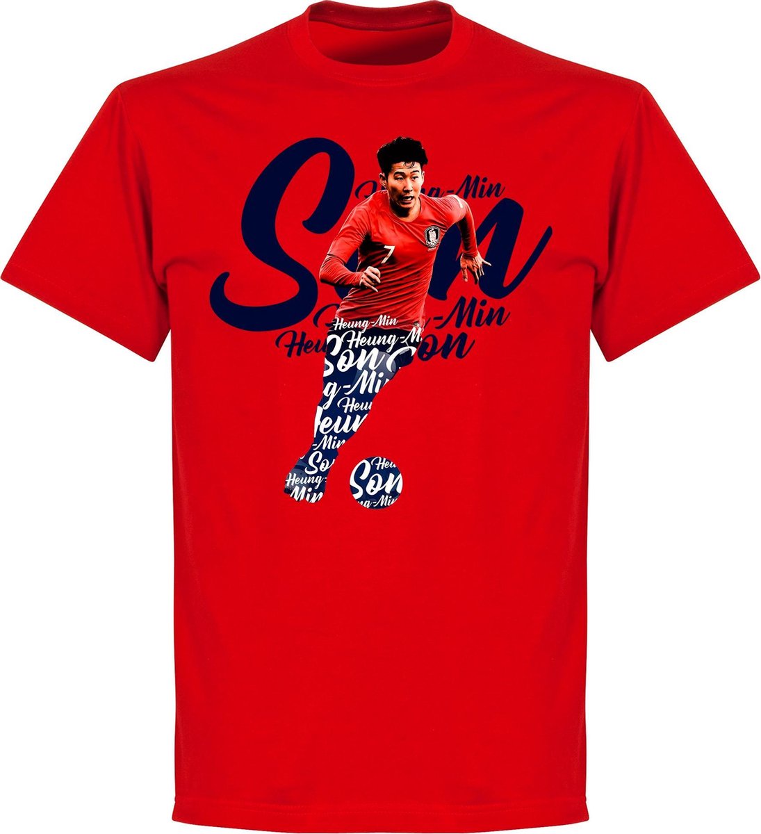 1095x1200-30 Son Zuid Korea Script T-Shirt - Rood - Kinderen - 140 - Afbeelding 1