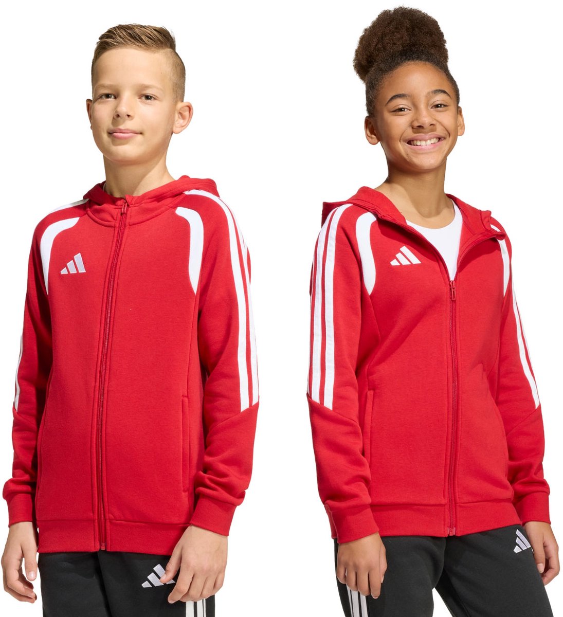 1095x1200-90 adidas Tiro 26 League Sweat Hoodie met Rits Kinderen Rood - Maat 164cm - Afbeelding 1