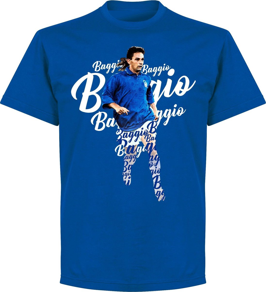 1097x1200-100 Robertio Baggio Italië Script T-Shirt - Blauw - Kinderen - 116 - Afbeelding 1