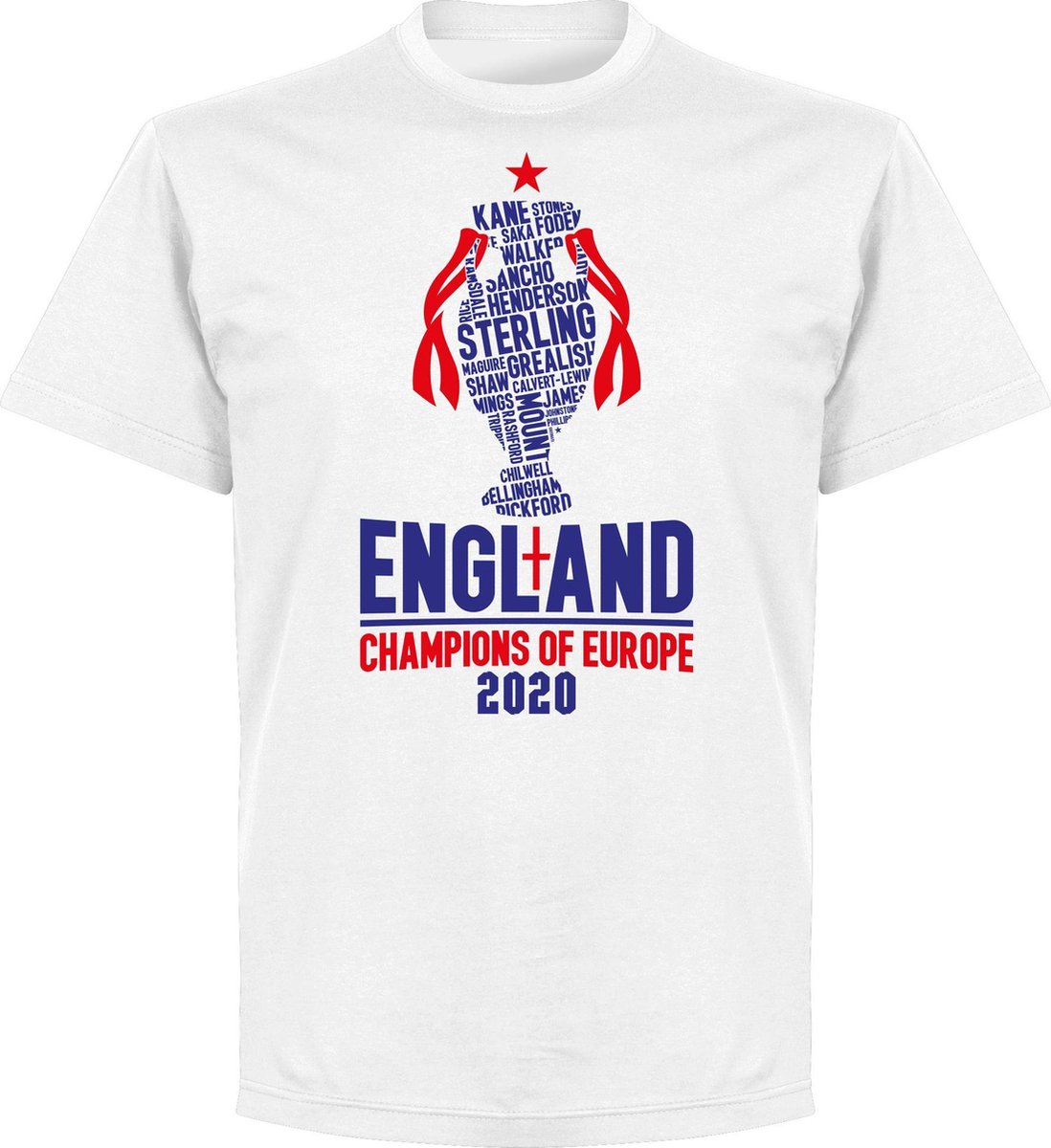 1098x1200-133 Engeland Champions Of Europe 2021 T-Shirt - Wit - Kinderen - 140 - Afbeelding 1