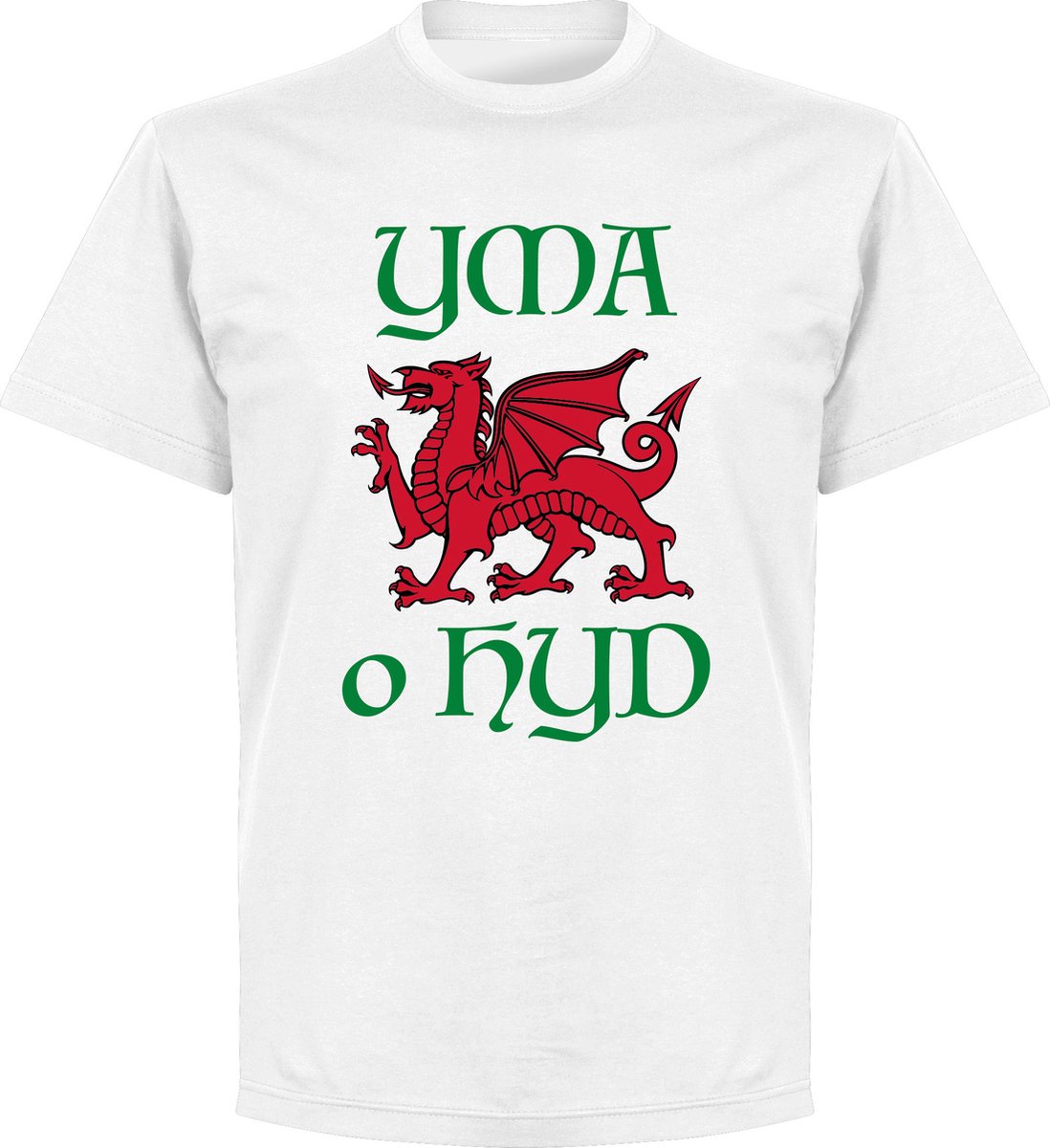 1098x1200-18 Wales Yma O Hyd T-Shirt - Wit - 4XL - Afbeelding 1