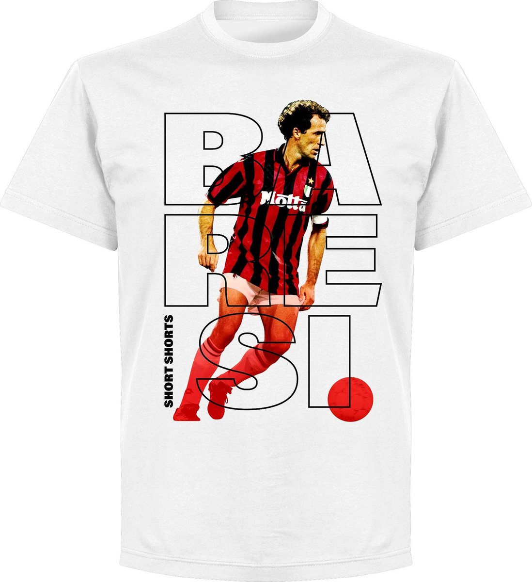 1098x1200-187 Baresi Short Shorts T-shirt - Wit - XS - Afbeelding 1