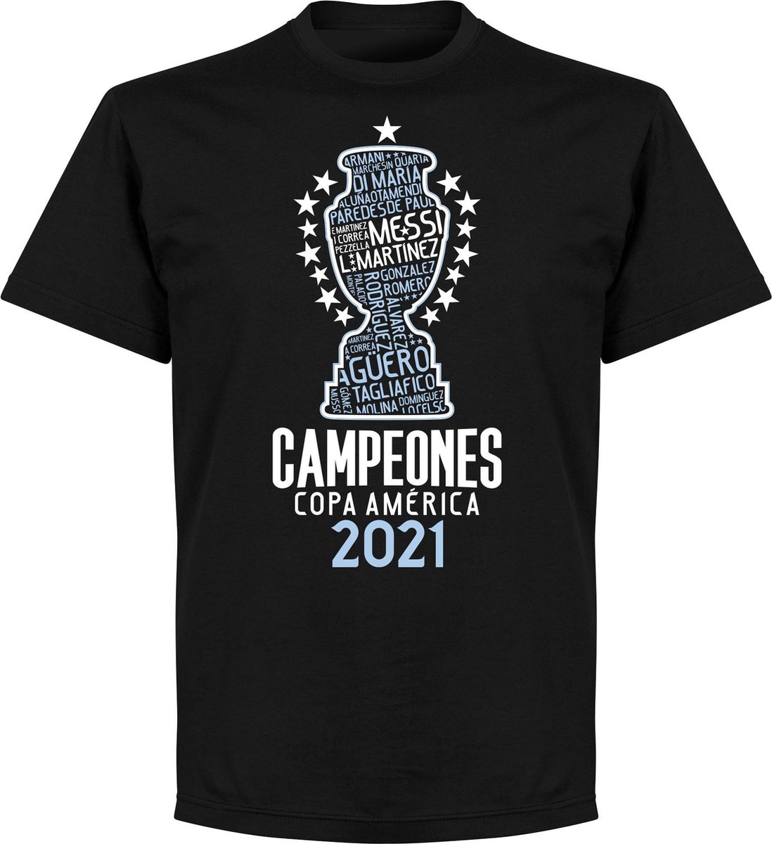 1098x1200-236 Argentinië Copa America 2021 Winners T-Shirt - Zwart - L - Afbeelding 1