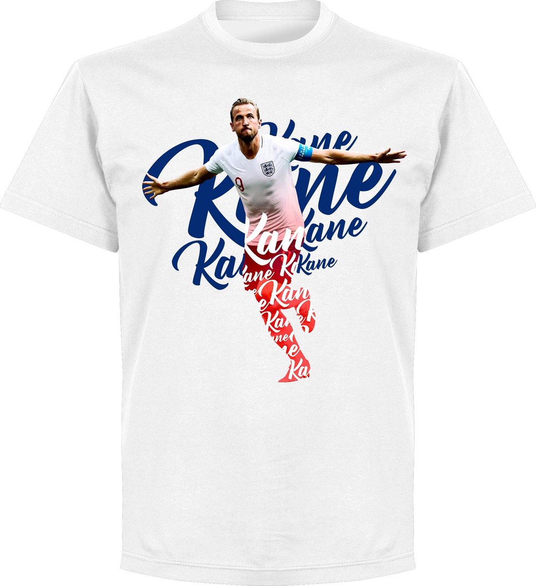 1098x1200-278 Kane Engeland Script T-Shirt - Wit - L - Afbeelding 1