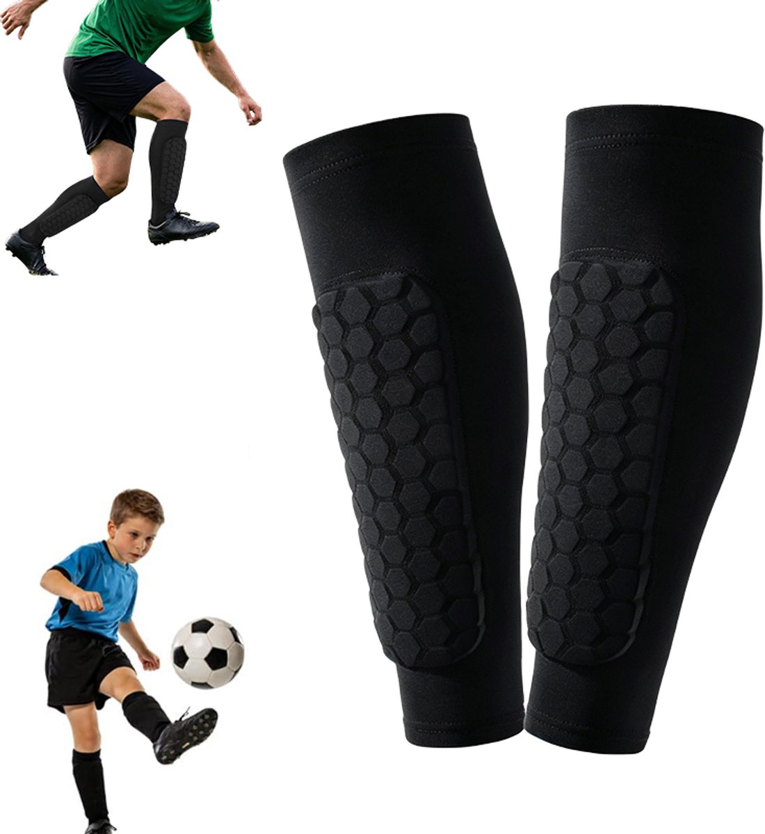 1100x1200-15 Scheenbeschermers voetbal - Scheenbeschermers voetbal kind - Scheenbeschermers kind - Het honingraatontwerp - Voor kinderen, jongeren en volwassenen - Maat M (kuitomtrek 26-32cm) - Beschermend tijdens trainen en wedstrijden - Afbeelding 1