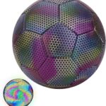 Reflecterende Voetbalmaat 4 van Duurzaam Vegan Leer, Officiële Wedstrijdbal met Goede Zichtbaarheid voor Avondtraining en Wedstrijden, Perfect Cadeau voor Voetbalfans