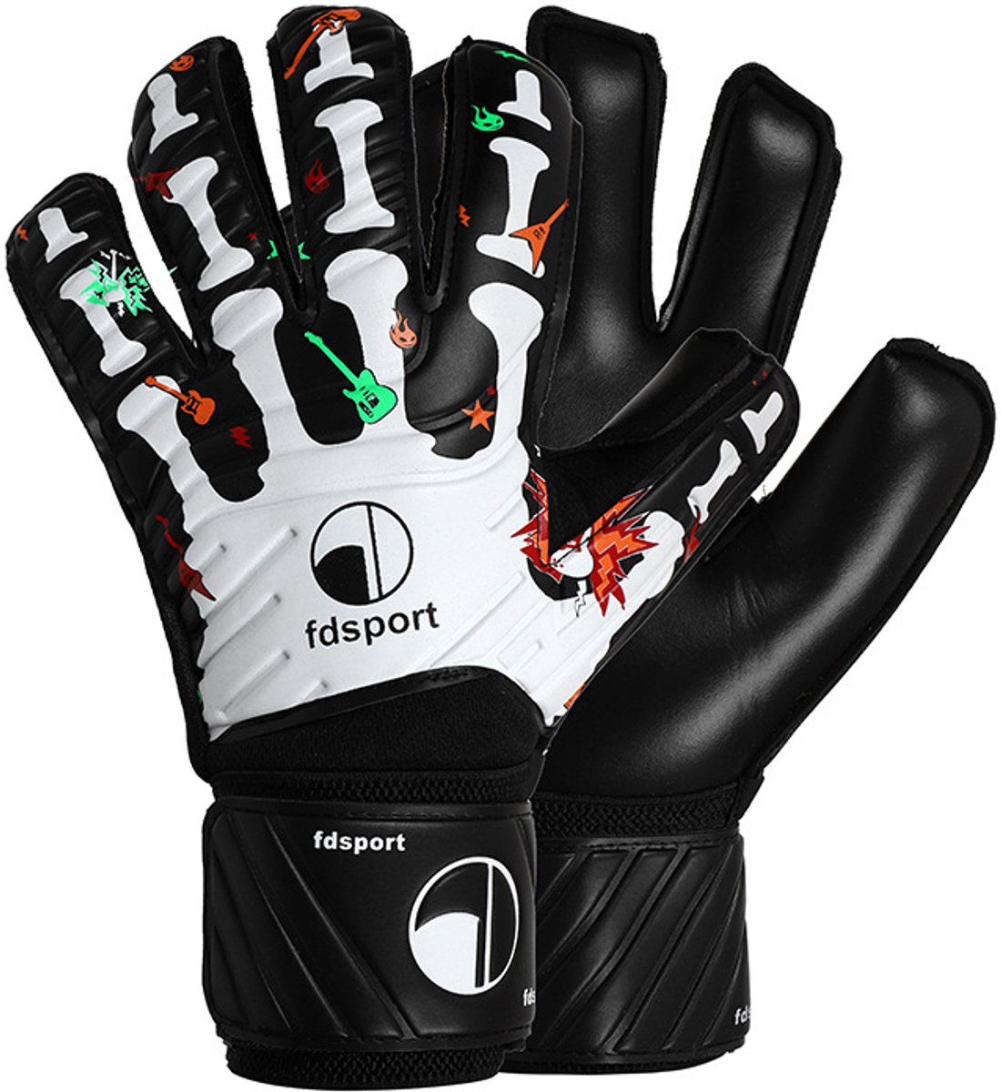 1100x1200-5 Voetbalkeepershandschoenen, geschikt voor professionele voetballers, jongvolwassenen en kinderen, met goede grip en vingerbescherming, maat 5, handpalmlengte 15-16 cm. - Afbeelding 1