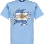 Argentinië Ripped Flag T-Shirt - Lichtblauw - XXL