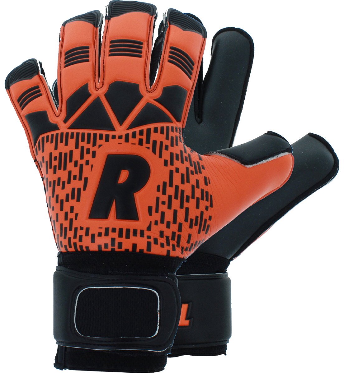 1105x1200-11 Real Mega Keepershandschoenen Kinderen - Oranje / Zwart | Maat: 7 - Afbeelding 1