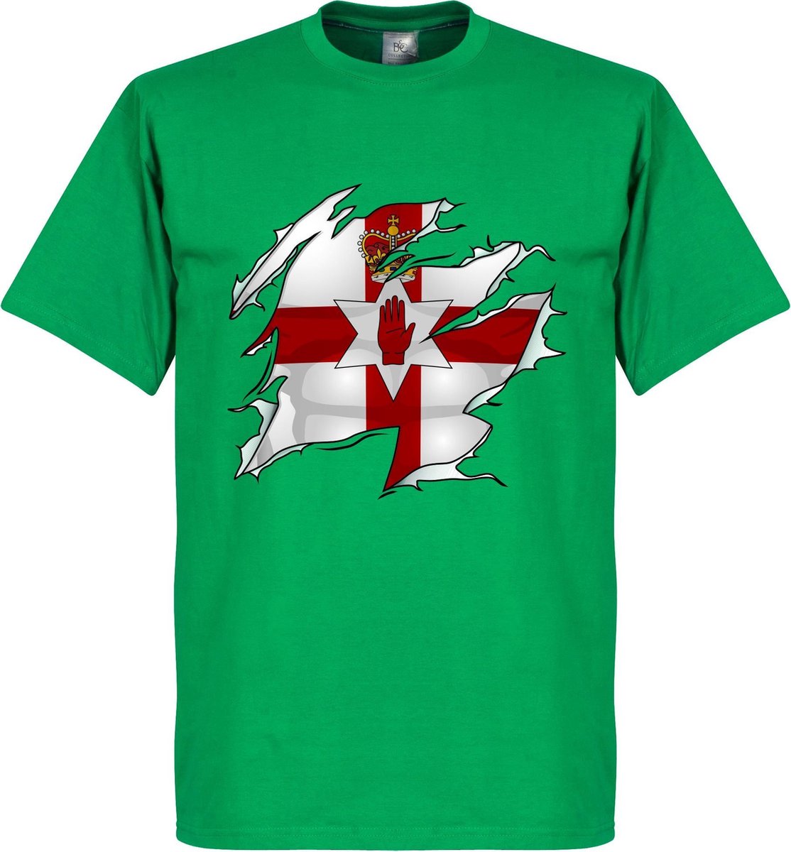 1114x1200-2 Noord Ierland Ripped Flag T-Shirt - Groen - XS - Afbeelding 1