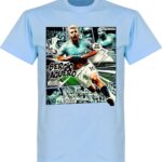 Sergio Aguero Comic T-Shirt - Lichtblauw - XS