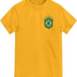 Voetbalshirt Brazilië Kinderen Rood - Team Shield T-shirt voor 9-11 Jaar