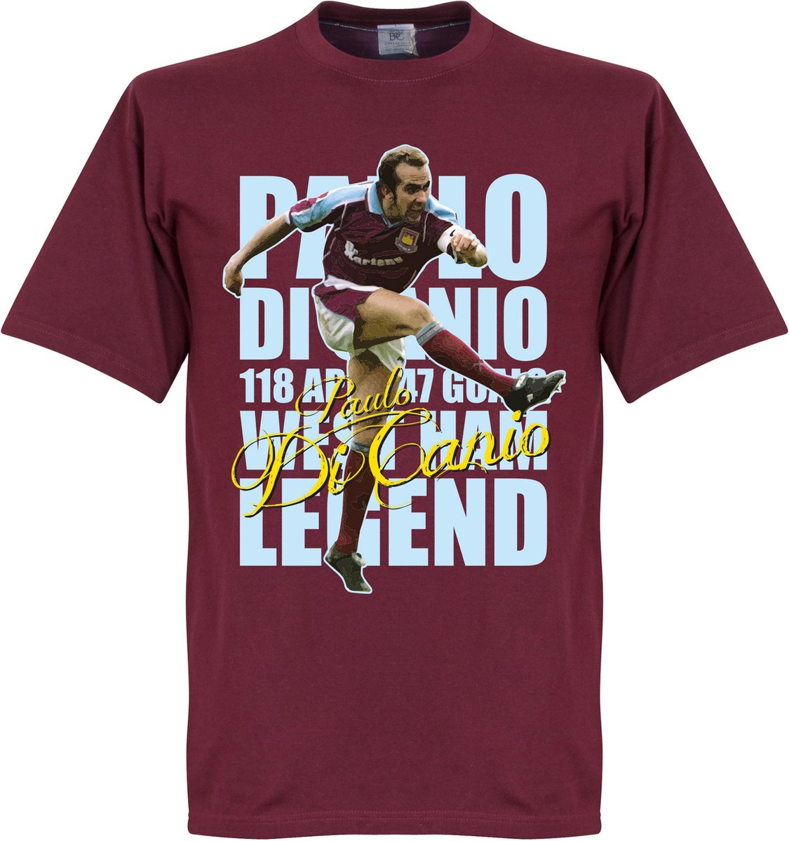 1125x1200-15 Di Canio Legend T-Shirt - Bordeaux Rood - L - Afbeelding 1