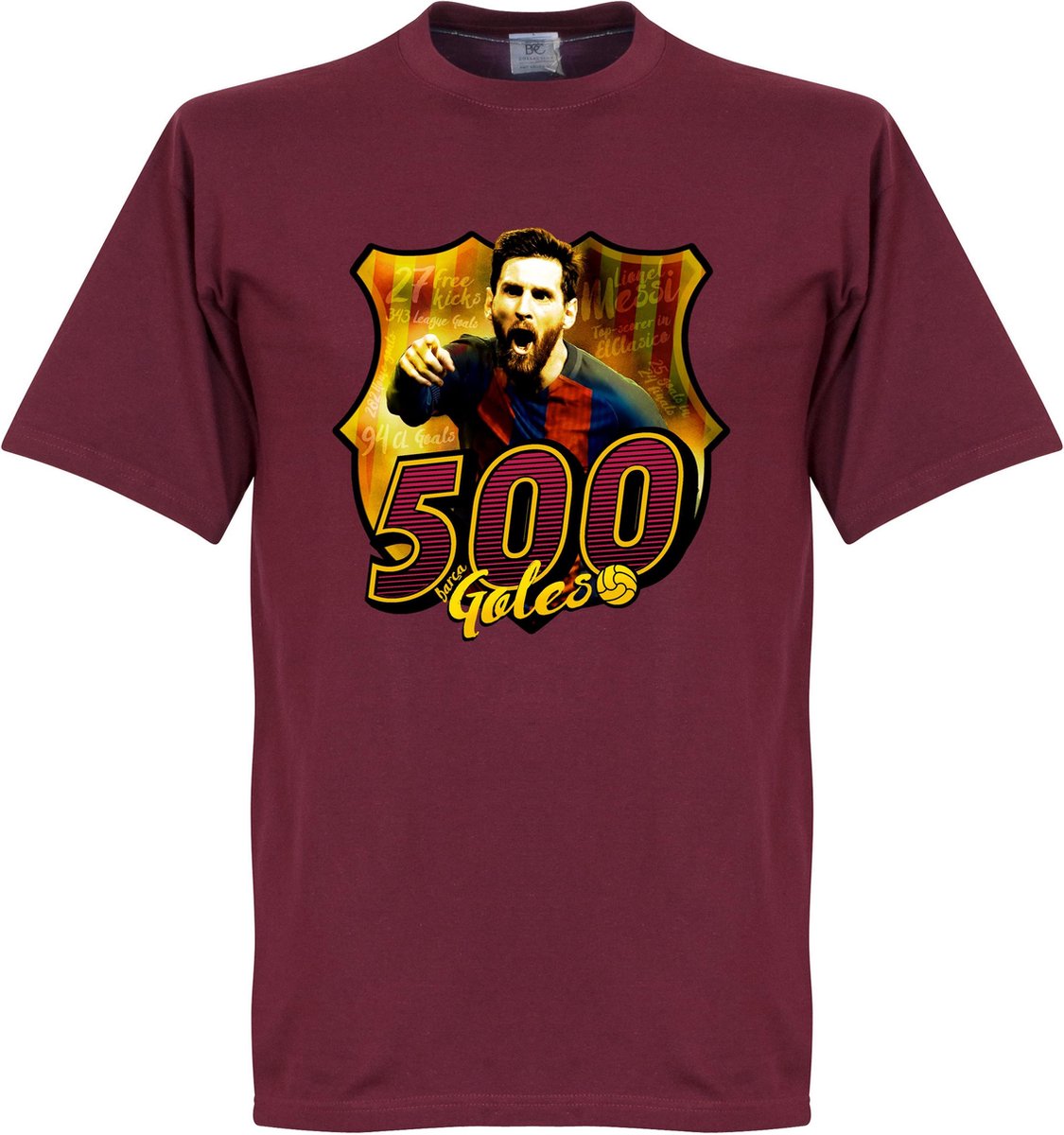 1125x1200-28 Messi 500 Club Goals T-Shirt - Bordeaux Rood - L - Afbeelding 1