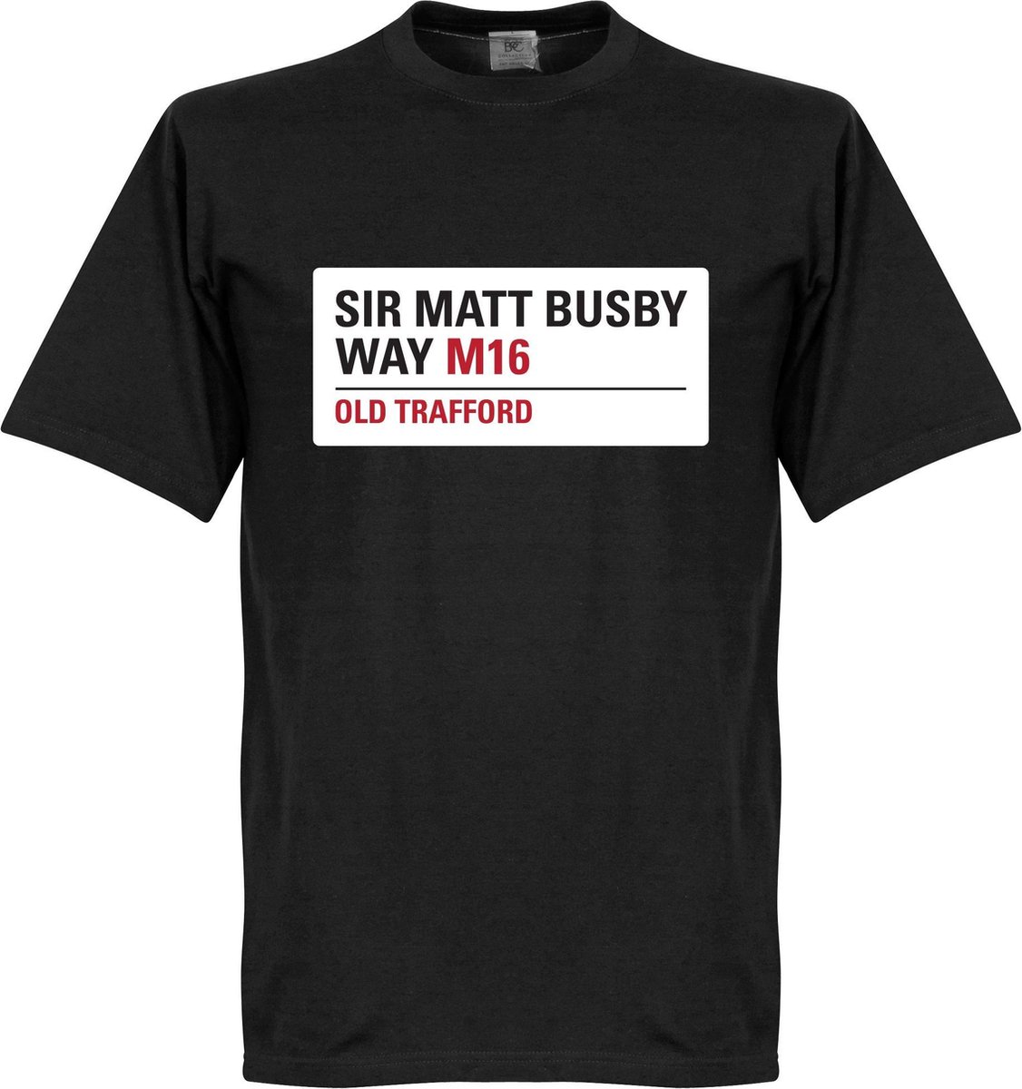 1126x1200-187 Sir Matt Busby Way Sign T-shirt - Zwart - S - Afbeelding 1