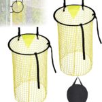2 Pack Voetbal Doel Bins Net - Geel - 45 cm - 2 x Voetbal Net - 1 x Opbergtas - Metaal Frame - Nylon Materiaal - Doel Training Apparatuur - Sportaccessoires