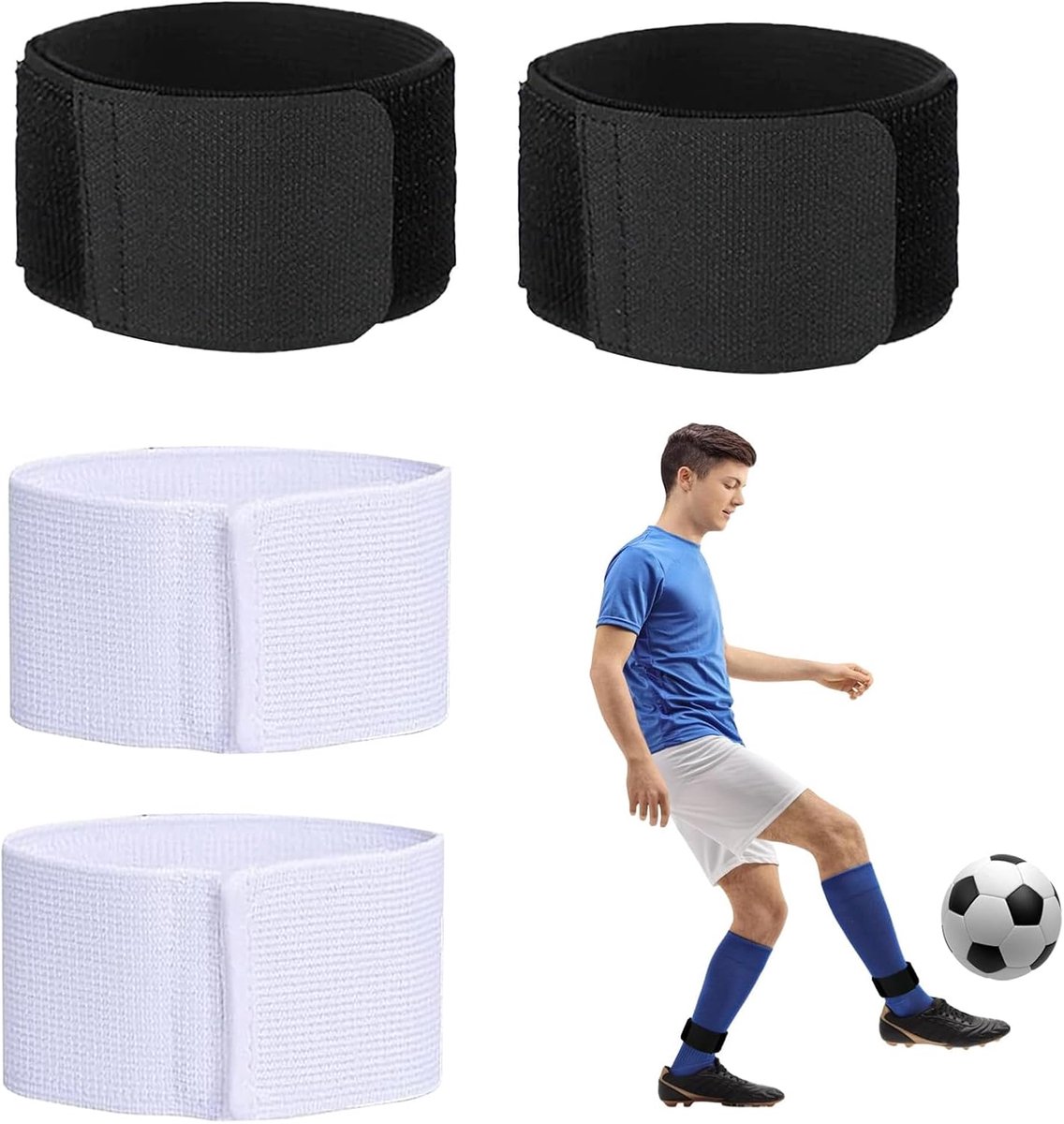1136x1200-7 Scheenbeschermersriemen voor Kinderen en Volwassenen - Zwarte Elastische Houders voor Voetbal en Sport - Afbeelding 1