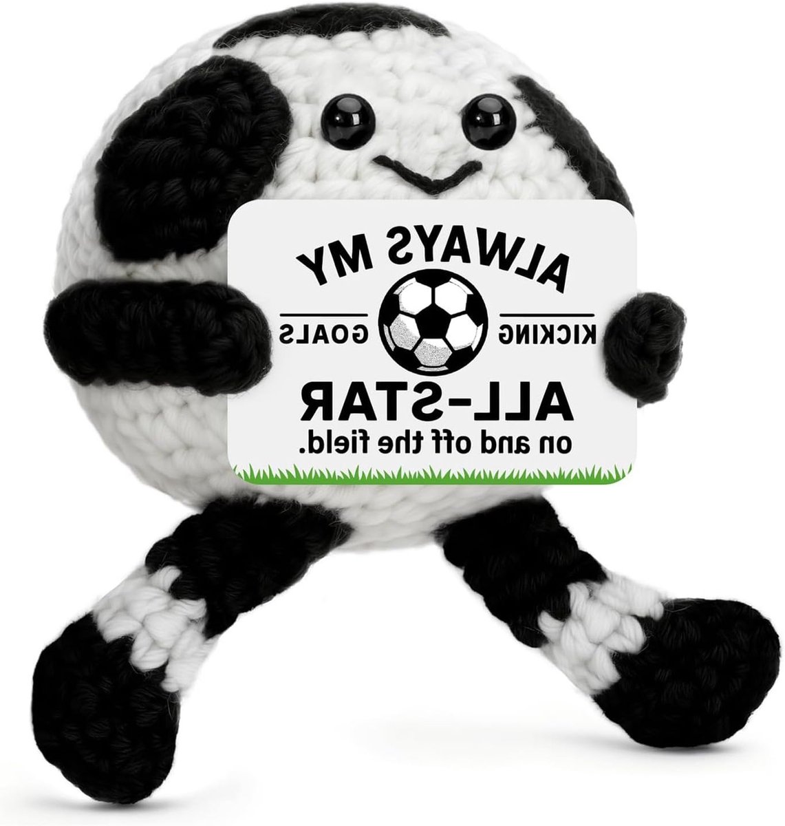 1141x1200-6 Gehaakte pluche voetbalbal met inspirerende tekening, schattig sportcadeau voor jongens en voetbalfans, perfect voor bureaudecoratie en verzamelaars - Afbeelding 1