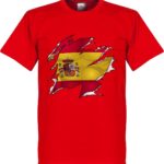 Spanje Ripped Flag T-Shirt - Rood - S