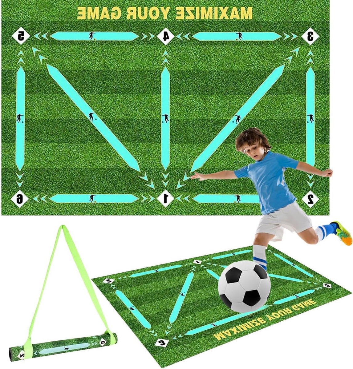 1146x1200-14 Trainingsmat voor Voetbal met Verstelbare Tailleband, Antislip, Schokabsorberend, 60 x 90 cm, Ideaal voor Voetbaltraining en Oefeningen - Afbeelding 1