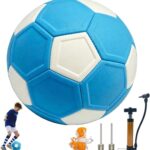 Gebogen voetbal maat 5 van rubberen EVA, inclusief luchtpomp en nettas voor training binnen en buiten, blauw en duurzaam
