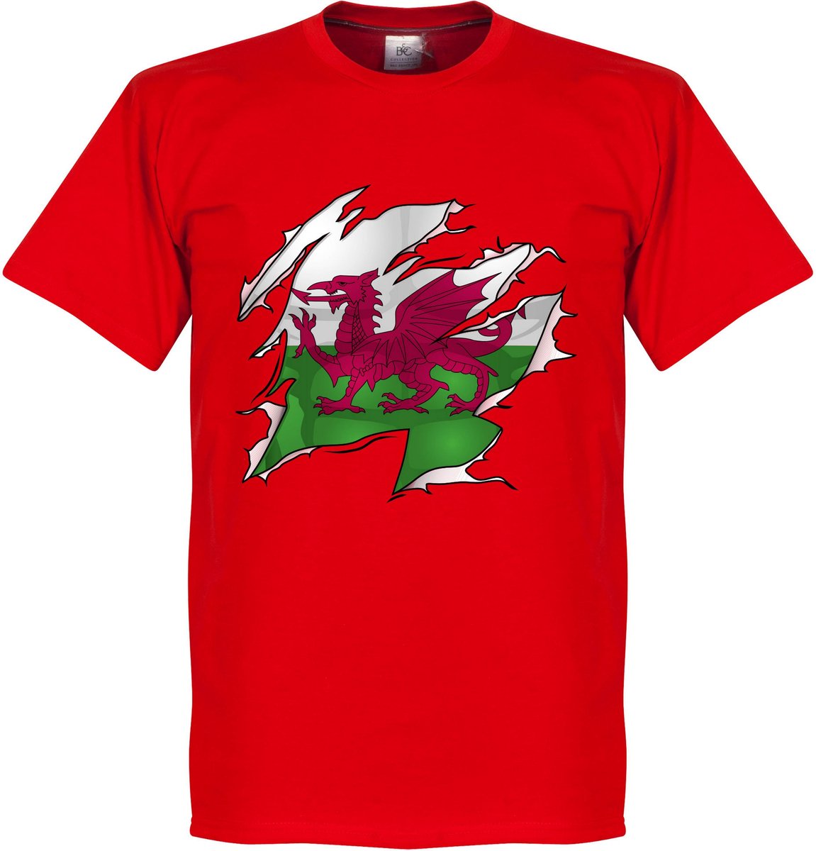 1151x1200-52 Wales Ripped Flag T-Shirt - Rood - Kinderen - 140 - Afbeelding 1