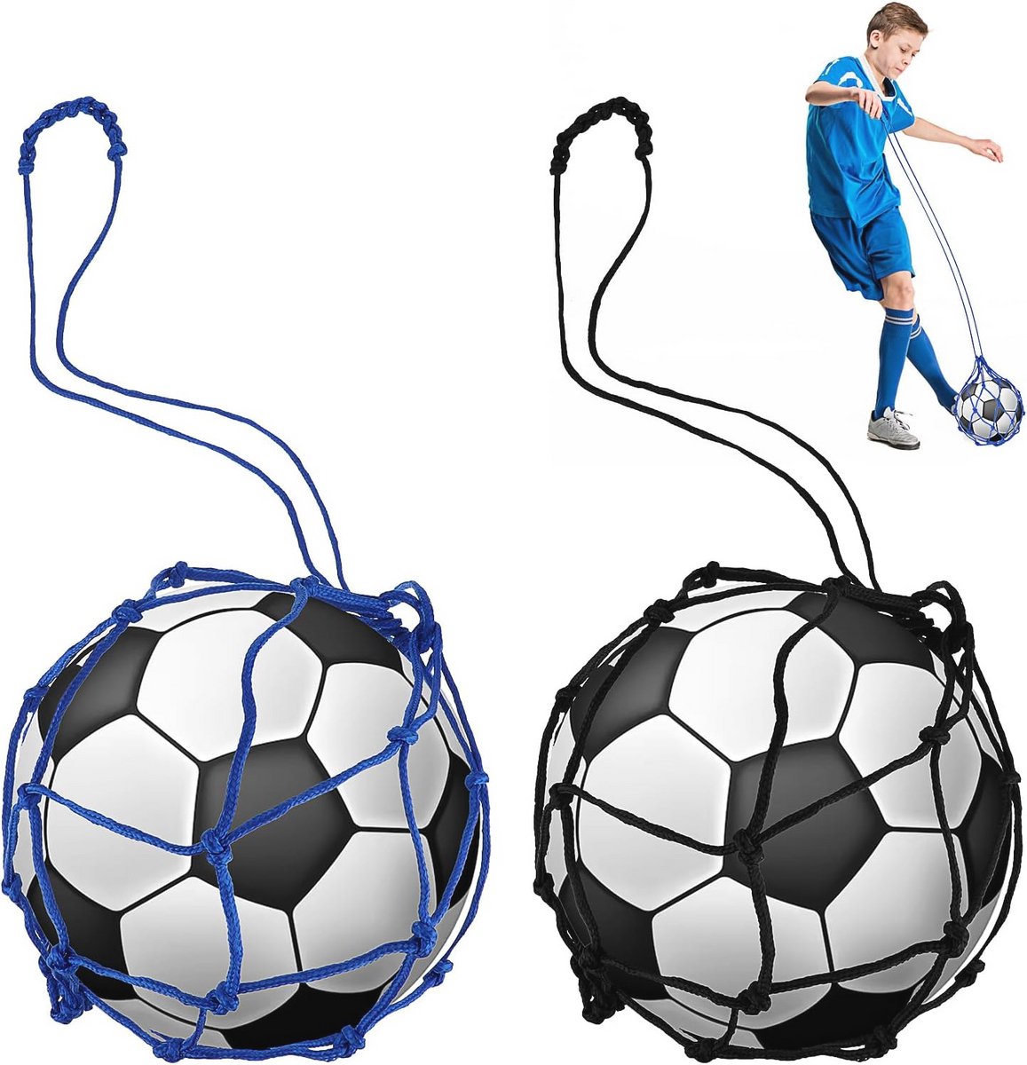 1157x1200-3 Voetbal Kick Trainer - Solo Training Net voor Elastische Oefeningen (Passen voor Balmaat 3, 4, 5) - Afbeelding 1