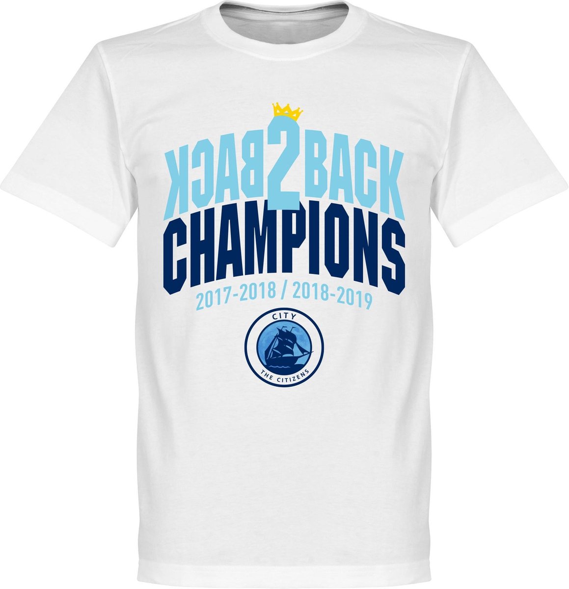 1159x1200-1035 City Back to Back Champions T-Shirt - Wit - 4XL - Afbeelding 1