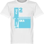 2 Tone Ska T-Shirt - Wit/Lichtblauw - S