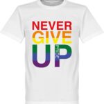 Never Give Up Pride T-Shirt - Wit - XL