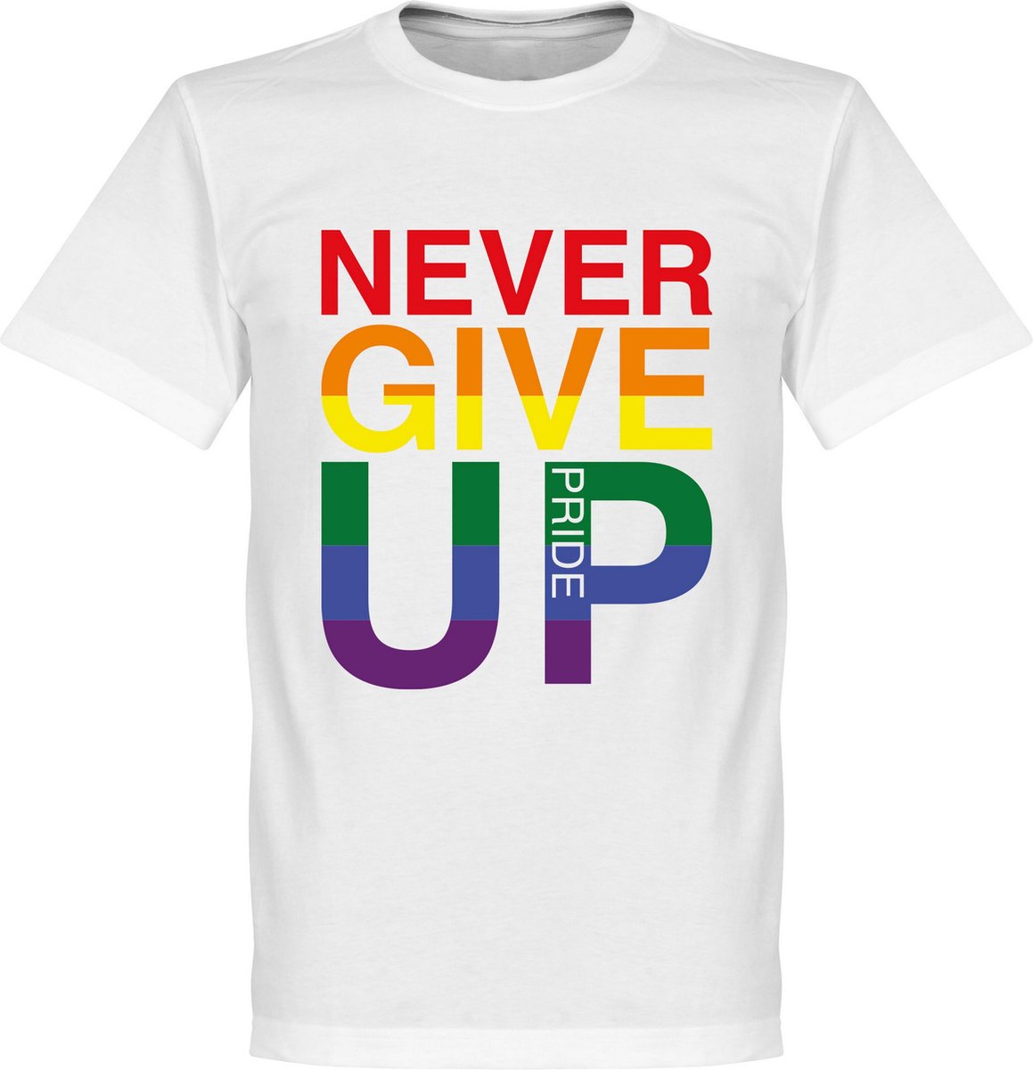 1159x1200-52 Never Give Up Pride T-Shirt - Wit - L - Afbeelding 1