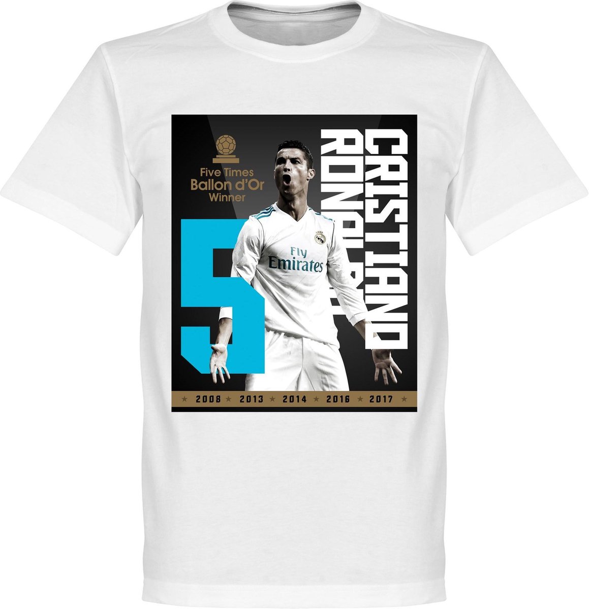 1159x1200-754 Ronaldo Ballon D'Or 2017 T-Shirt - L - Afbeelding 1
