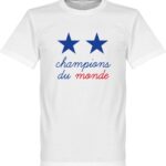 Frankrijk 2 Star Champions Du Monde T-Shirt - Wit - 5XL