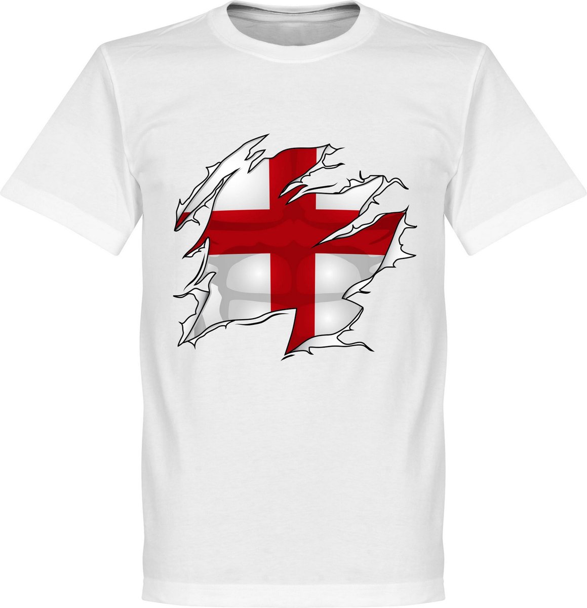 1159x1200-985 Engeland Ripped Flag T-Shirt - Wit - Kinderen - 92/98 - Afbeelding 1