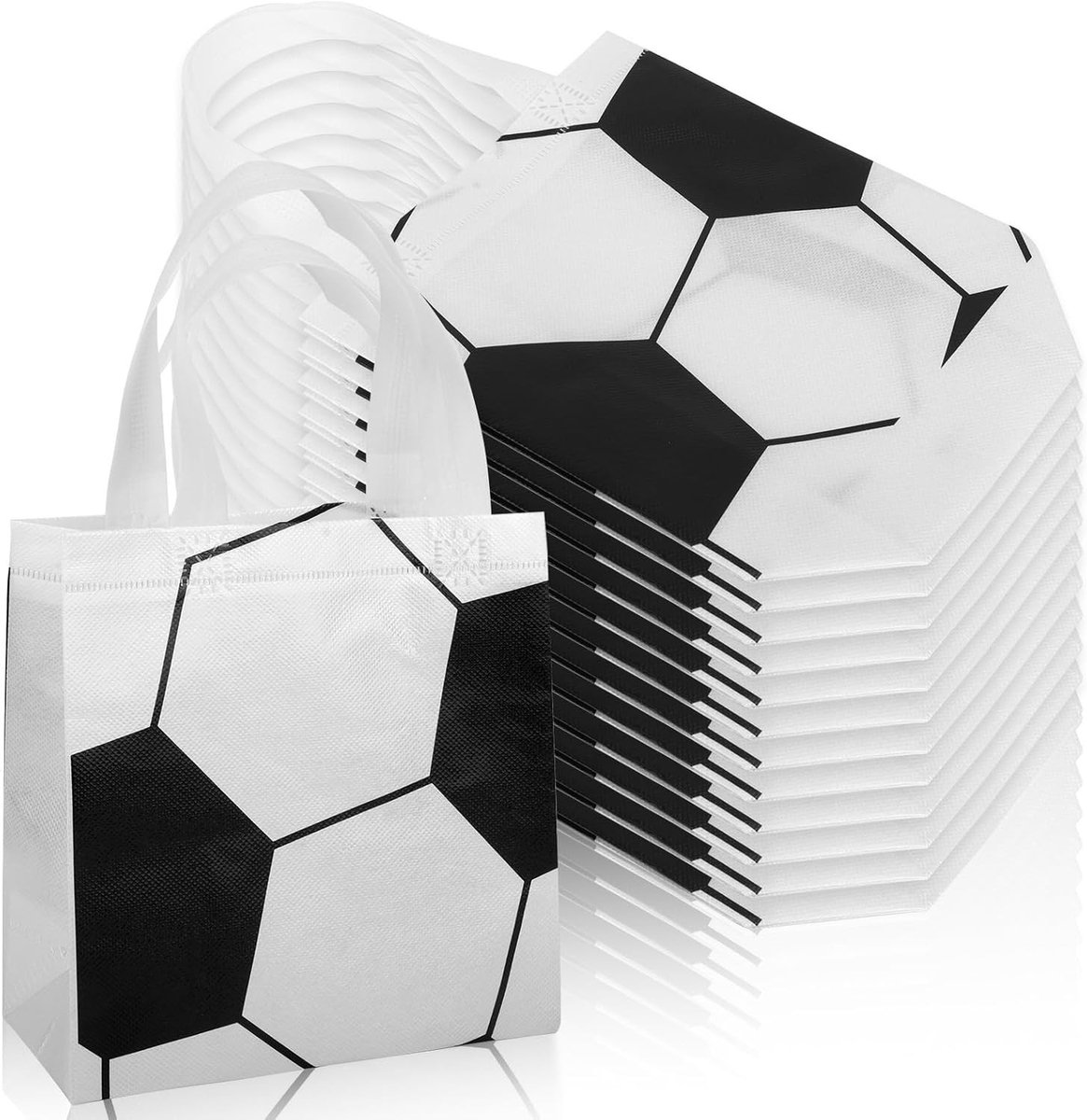 1165x1200-11 12 Stuks Voetbal Feest Favorieten Zakjes, Herbruikbare Non-Woven Goodie Bags voor Snoep en Snacks bij Verjaardagen en Sportevenementen - Afbeelding 1