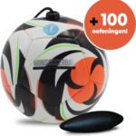 Minisoccerbal Voetbal aan touw - Voetbaltrainer - Voetbal Trainingsmateriaal - Met Oefenstof - Oranje/Wit