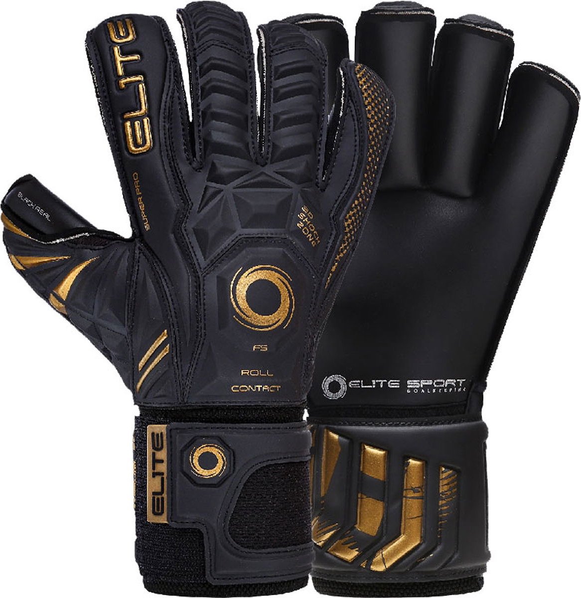 1166x1200-10 Elite Sport Black Real Keepershandschoenen - Zwart / Goud | Maat: 7 - Afbeelding 1
