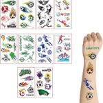 Tattoo Stickers voor Kinderen met Voetbalthema, 10 Bladen, Perfect voor Feestjes en Verjaardagen, Sportieve Activiteiten en Spelletjes