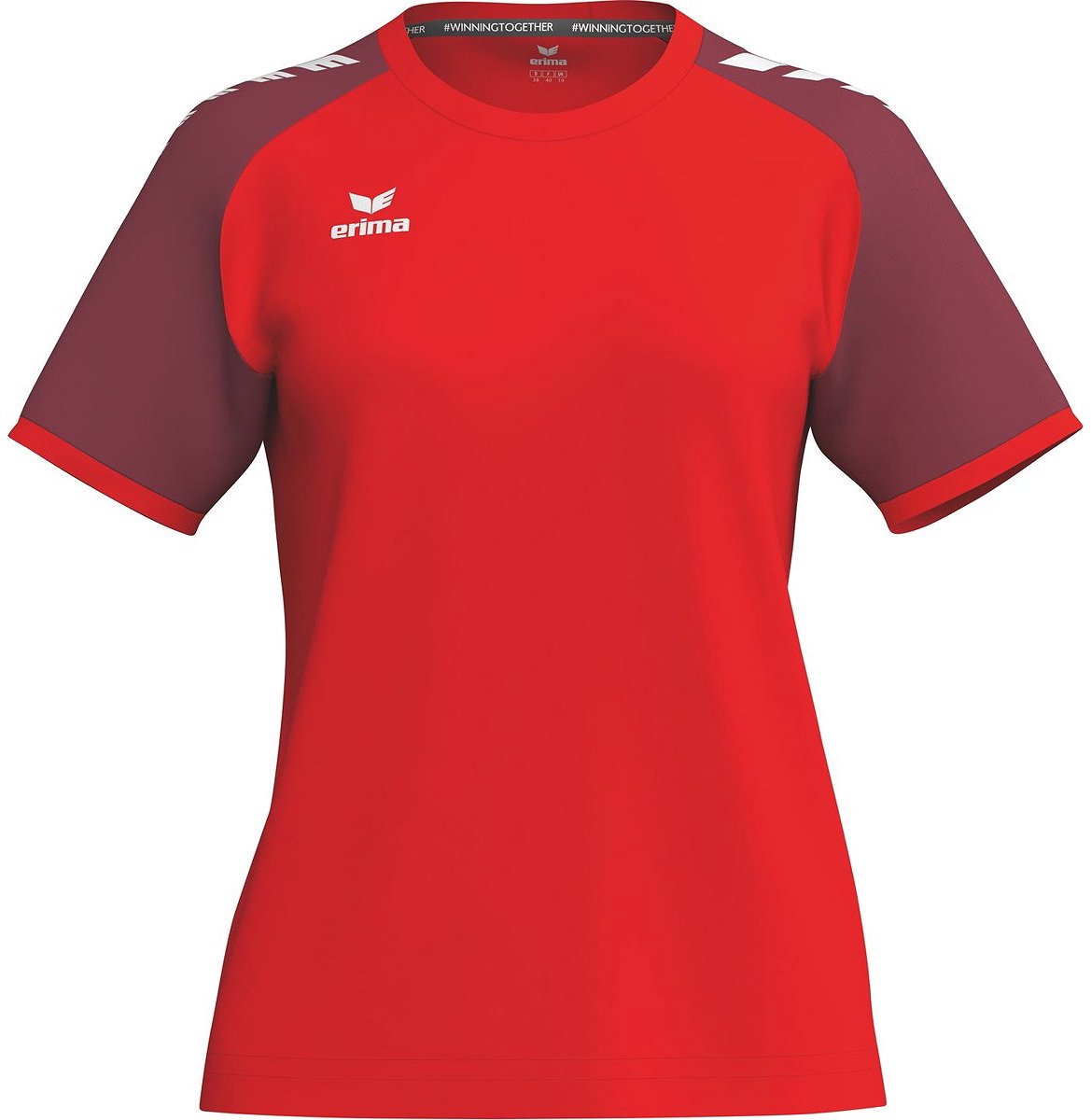 1169x1200-41 Erima Wings Shirt Korte Mouw Dames - Rood / Bordeaux | Maat: 44 - Afbeelding 1