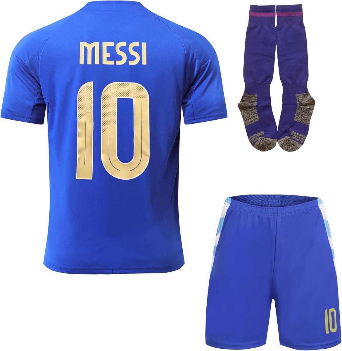 1170x1200-15 Argentinië Kinder Voetbaltenue Nummer 10 Uit-Shirt Set Copa-America - Afbeelding 1