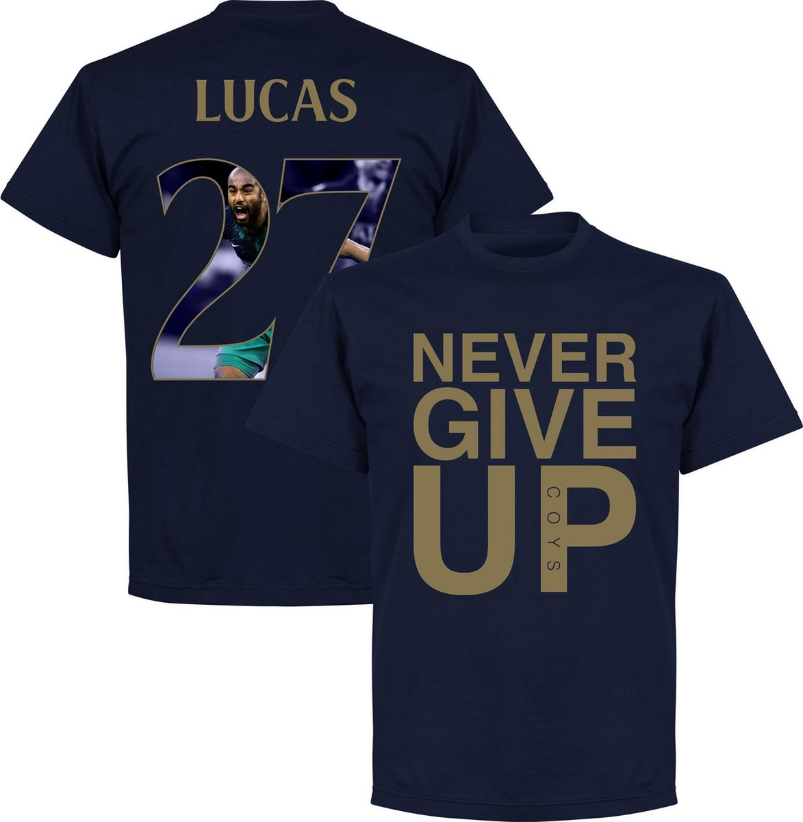 1173x1200-7 Never Give Up Spurs Lucas 27 Gallery T-Shirt - Navy/ Goud - XL - Afbeelding 1