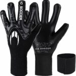 HO Soccer ESKUALO Blackout Keeperhandschoenen - Uniseks - Volwassenen - Zwart - Maat 10 - UCG Latex Handpalm - 3mm Schuimrubber Snit - Semi-elastische Armband - Onafhankelijke Rubberen Band