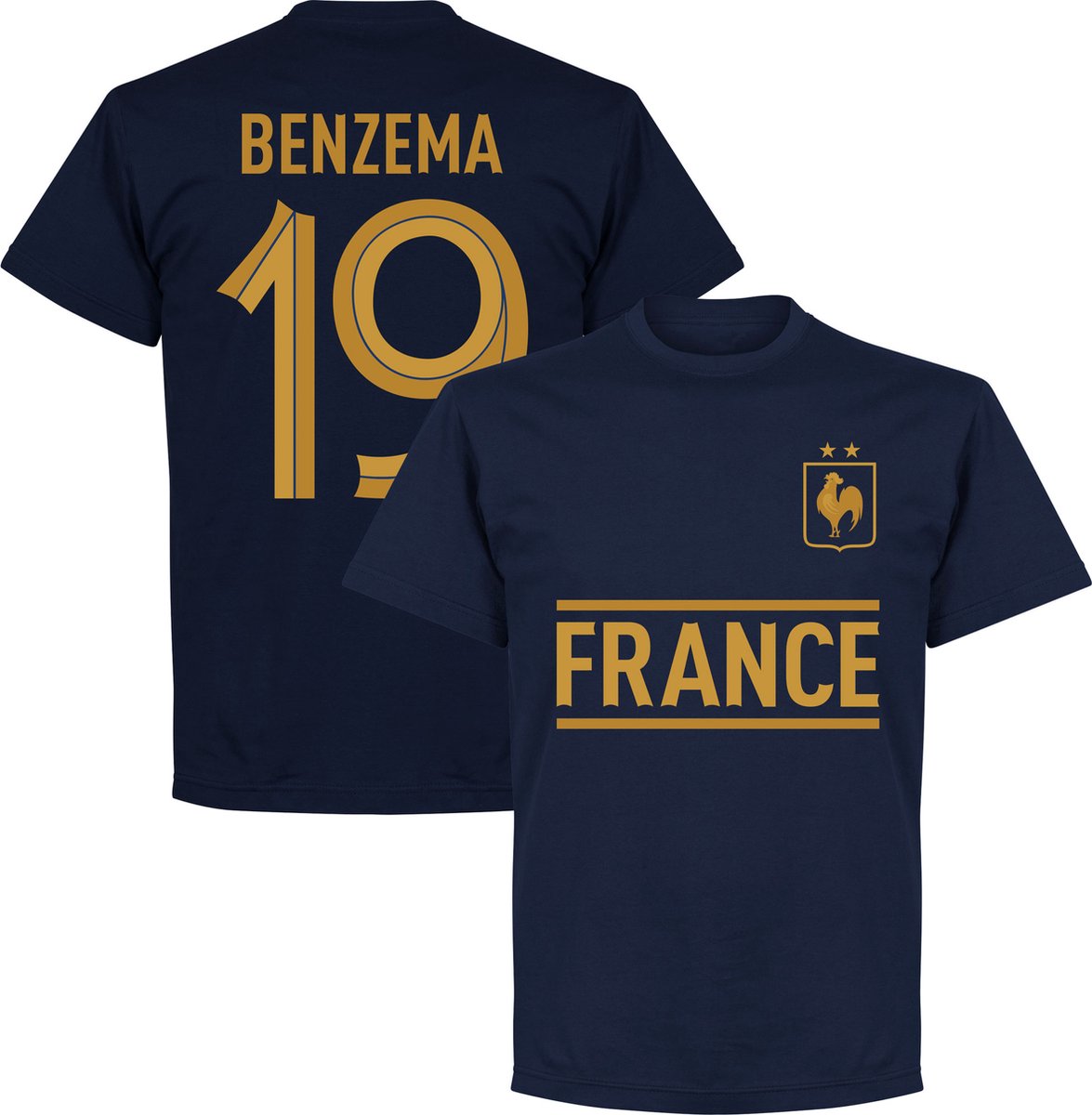 1175x1200-3 Frankrijk Benzema 19 Team T-Shirt - Navy - Kinderen - 128 - Afbeelding 1