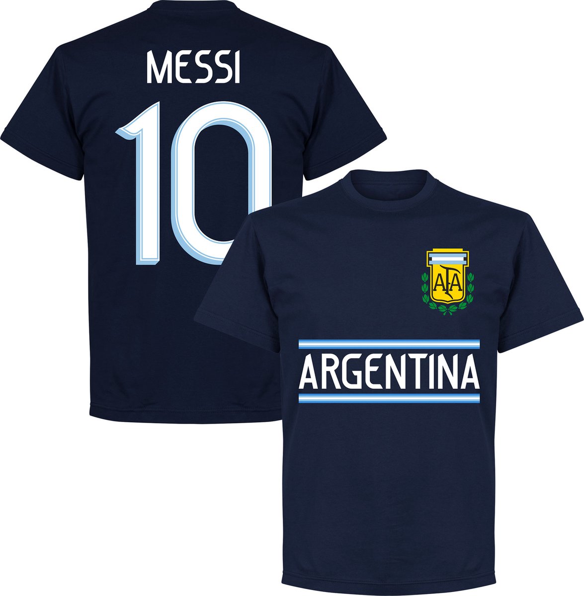 1175x1200-43 Argentinië Messi 10 Team T-Shirt - Navy - Kinderen - 98 - Afbeelding 1