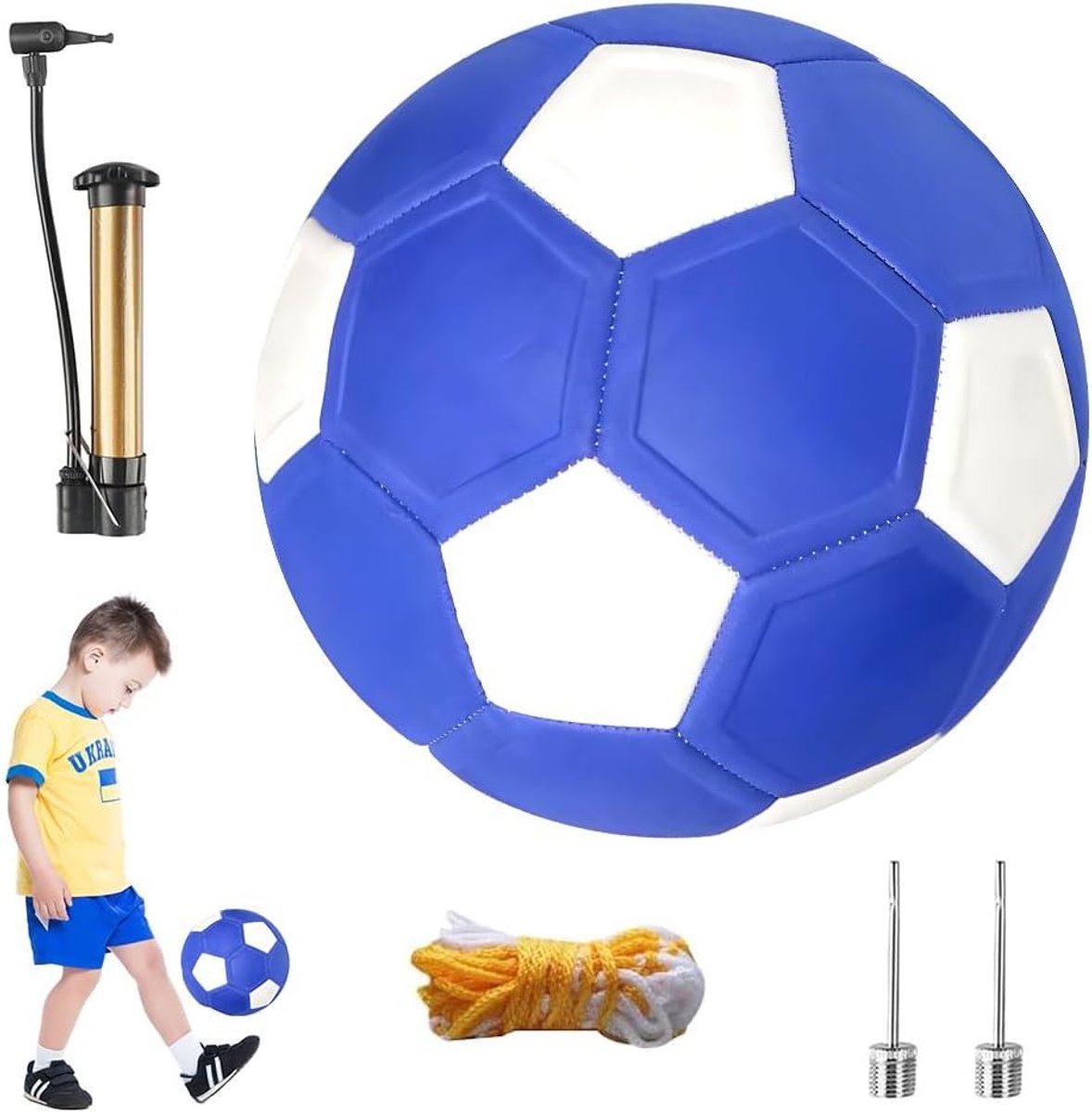 1178x1200-27 Kinderen Curved Ball 22 cm - Maat 5 Voetbal met Pomp, Net en Naalden voor Binnen en Buiten Activiteiten - Afbeelding 1