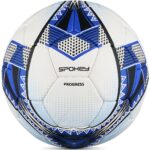 Spokey PROGRESS - Voetbal – Maat 5 – 32 panelen - 4-laags constructie met latex binnenbal – handgestikt - kunstleer - Wit / Blauw / Zwart